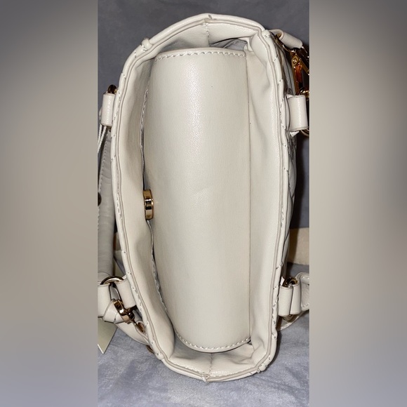 Valentino Orlandi NWT Quilted Monogram Cream Bone Handbag Tote W/Crossbody Strap - Picture 6 of 13